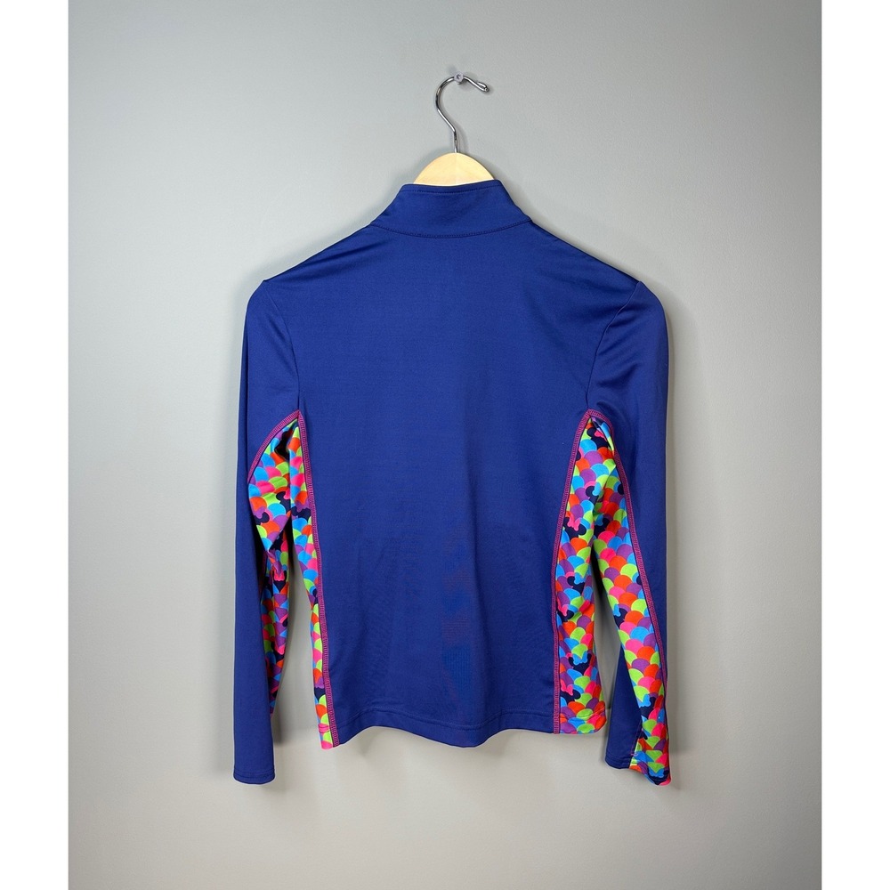 Disney Parks Minnie Mouse Jacket Girls Large Blue Zip Up Colorful Pattern - Picture 2 of 6
